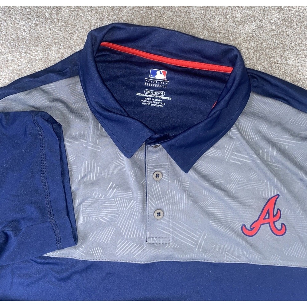MLB Apparel Atlanta Braves Unique Color Block Polo Mens XXL Performance Preppy